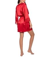 Linea Donatella Women's 2-Pc. Satin Fringe-Trim Chemise & Robe Set