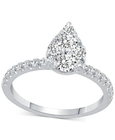 Diamond Pear-Shaped Cluster Engagement Ring (1 ct. t.w.) in 14k White Gold