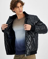 Guess Men's Quilted Full-Zip Faux-Leather Jacket