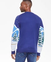 Holiday Lane Men's Snowy Town Crewneck Sweater, Created for Macy's