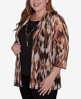 Alfred Dunner Plus Size Rue Rivoli Two In One Mesh Top With Necklace