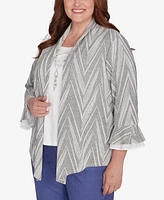 Alfred Dunner Plus Worth Avenue Chevron Two One Top With Necklace