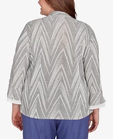 Alfred Dunner Plus Worth Avenue Chevron Two One Top With Necklace