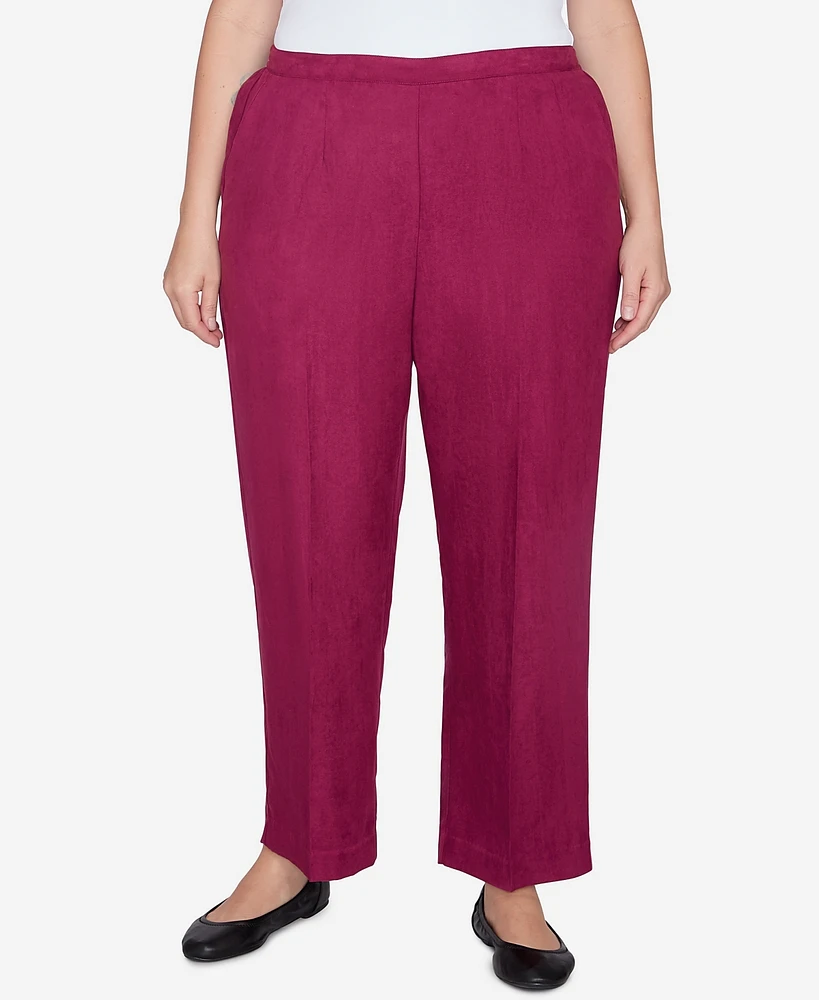 Alfred Dunner Plus Size Wine Country Soft Microfiber Side Seam Pocket Short Length Pant