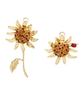 Betsey Johnson Faux Stone Sunflower Mismatch Earrings