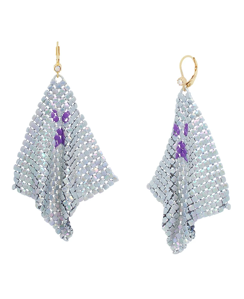 Betsey Johnson White Ghost Chainmail Chandelier Earrings