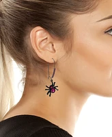 Betsey Johnson Faux Stone Spider Web Mismatch Dangle Earrings