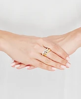 2-Pc. Set Wavy Polished Stack Rings Sterling Silver & 14k Gold-Plate