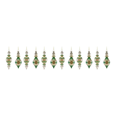 Slickblue Glass Reflector Finial Drop Ornament (Set of 12)