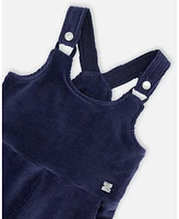 Deux par Big Girls Velvet Stretch Cargo Overalls Navy