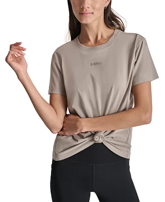 Dkny Sport Women's Cotton Stud Logo Knot-Front T-Shirt