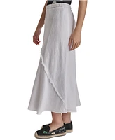 Dkny Women's Pull-On Fringe-Trim Linen Skirt