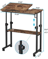 Tribesigns Portable Desk, Height Adjustable Sofa Bedside Laptop Table on Wheels, Small Standing Desk Rolling Computer Cart for Home Office Bedroom Liv