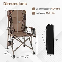 Gymax Portable Folding Arm Chair Heavy Duty 400 lbs with Cup Holder for Camping
