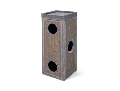 Slickblue 39" Tall Cat Condo with Scratching Posts and 3 Hideaways and 4 Soft Plush Cushions