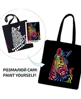 Rosa ROSATalent: Eco-Friendly Cotton Ecobag Coloring Kit – Bright Zebra (220 Gsm, 38x42 cm)