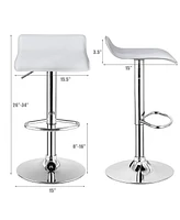 Sugift Set of 2 Modern Design Adjustable Pu Leather Backless Bar Stools