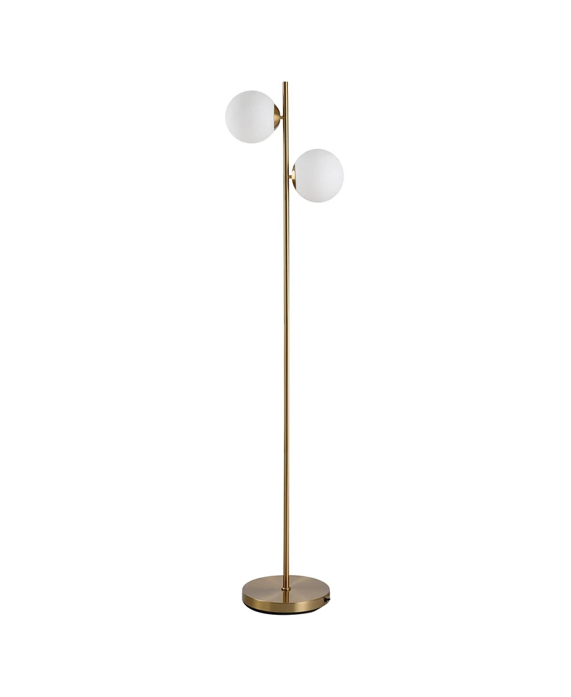 Homcom Modern Floor Lamp with 2 Globe Lamp Shade Reading Standing Light