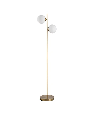 Homcom Modern Floor Lamp with 2 Globe Lamp Shade Reading Sding Light