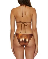 Becca Womens Liquid Metal Triangle Bikini Top Bottoms