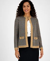 Kasper Women's Textured Contrast-Trim Cardigan