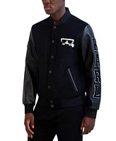 Karl Lagerfeld Men's Logo-Patch Tonal Varsity Jacket