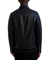 Karl Lagerfeld Men's Faux-Leather Full-Zip Trucker Jacket