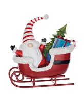 Slickblue Santa Gnome In Sleigh Figurine (Set of 2)