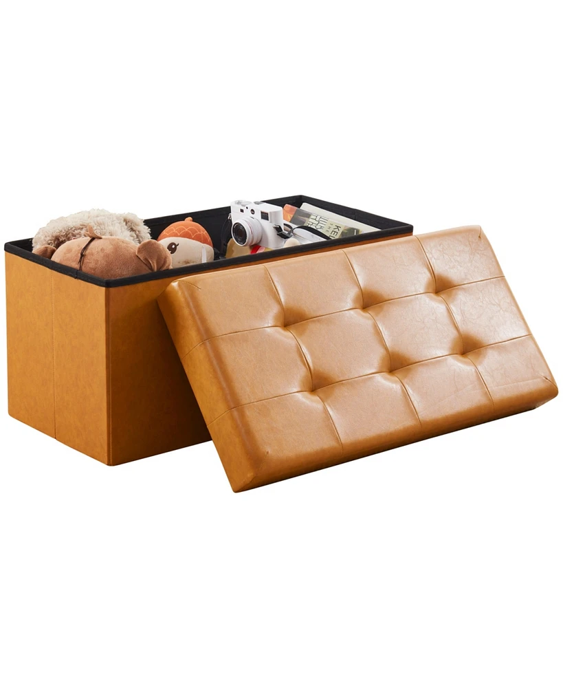 Ornavo Home Faux Leather Bench Storage Ottoman