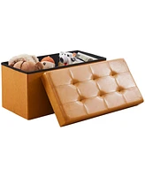 Ornavo Home Faux Leather Bench Storage Ottoman