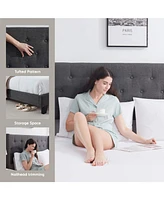 Clara Clark Wingback Diamond Upholstered Platform Bed - King