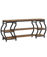 Tribesigns 63" Long Console Table, 3 Tier Entryway Table with Storage Shelves, Industrial Sofa Table Behind Couch, Entry Table for Hallway, Foyer, Liv