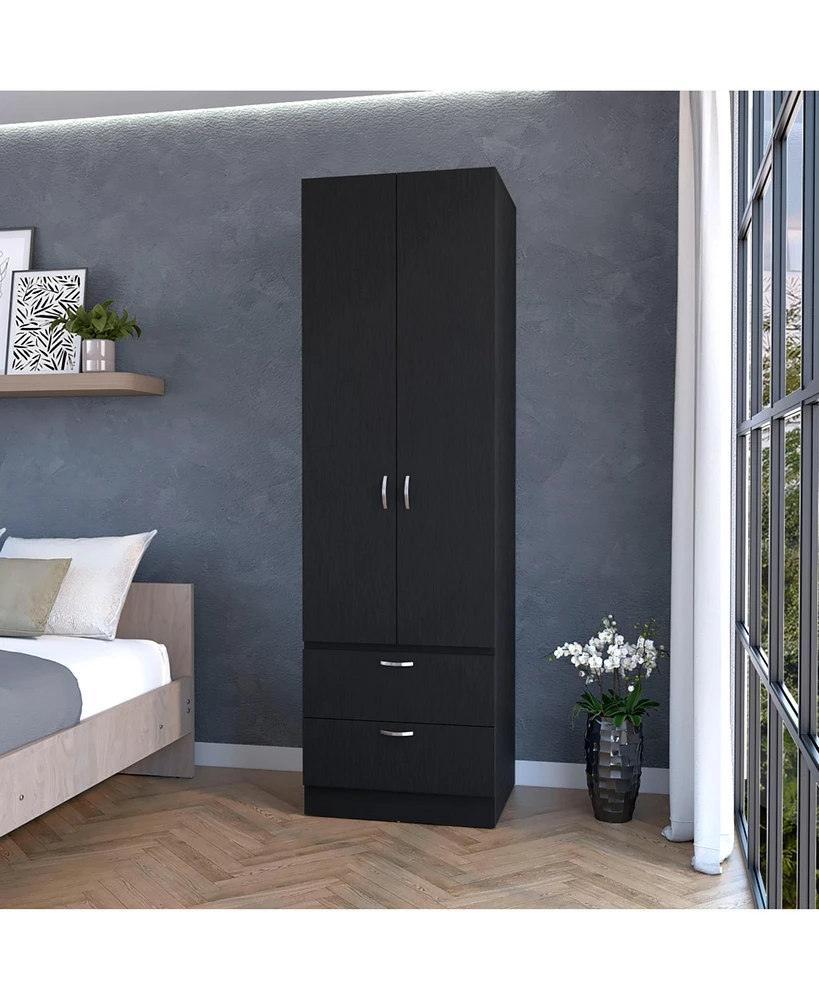 Fm Furniture Tall Mayer Wardrobe in Melamine with Two Doors and Two Drawers