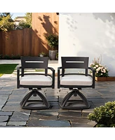 Mondawe Black Outdoor Patio Aluminum Swivel Rocker with Sunbrella Fabric Cushions (Set of 2)