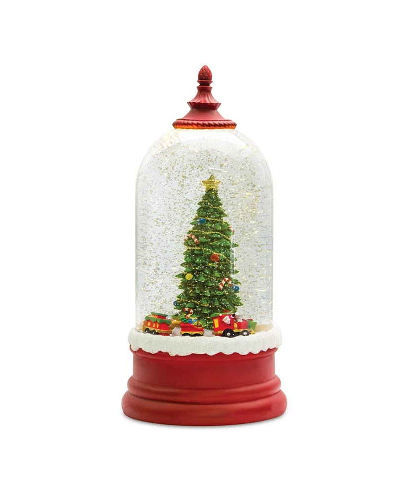 Slickblue Led Snow Globe Bell Jar With Christmas Tree Scene 10.5"h