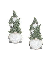 Slickblue Stone Holiday Gnome Stack with Pine Tree Hat (Set of 2)