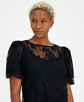 Bar Iii Women's Round-Neck Lace Blouse, Created for Macy's