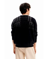 Desigual Men's Geometric patchwork pullover