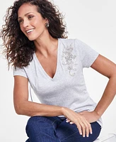 I.n.c. International Concepts Women's Embellished Knit Top, Created for Macy's