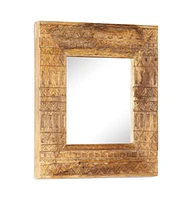 vidaXL Hand-Carved Mirror 19.7"x19.7"x1" Solid Mango Wood