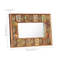 vidaXL Mirror with Buddha Cladding 31.5"x19.7" Solid Reclaimed Wood