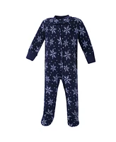 Hudson Baby Boys Fleece Zipper Sleep and Play 2pk, Santa Snowman