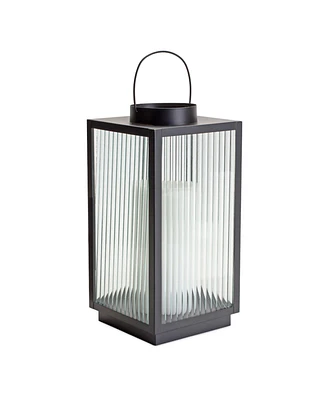 Slickblue Iron Metal Lantern With Ribbed Glass