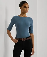 Lauren Ralph Women's Stretch Cotton Boatneck Top, Regular & Petite