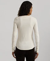 Lauren Ralph Women's Rib-Knit Henley Tee