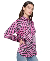 Karl Lagerfeld Paris Women's Oversized Printed Button-Down Top, Regular & Petite