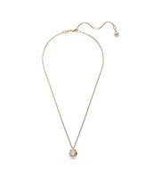 Swarovski Dextera Pendant, Round Cut, White, Rose Gold-Tone Plated Necklace