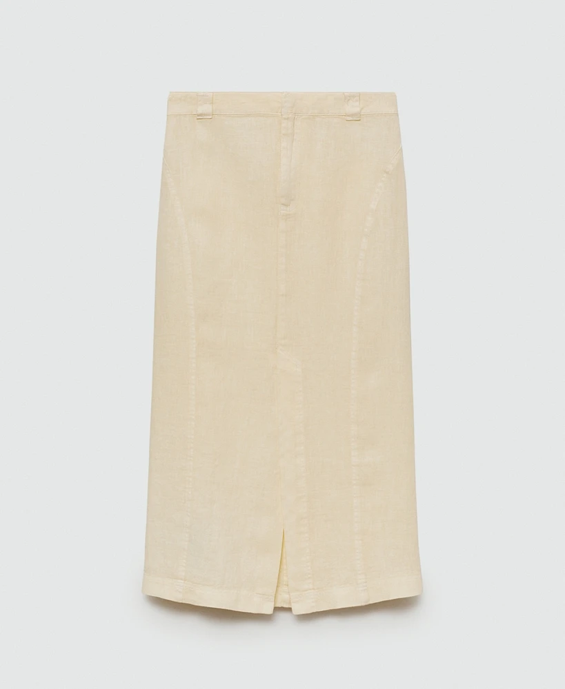 Mango Women's Slit Detail Linen Skirt
