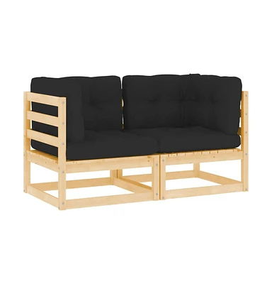 vidaXL Patio Corner Sofas 2 pcs with Cushions Solid Pinewood