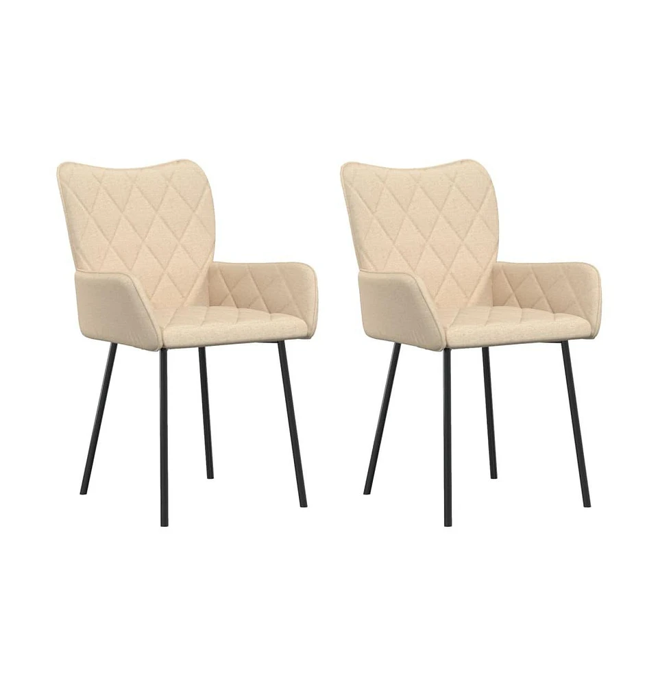 vidaXL Dining Chairs 2 pcs Cream Fabric